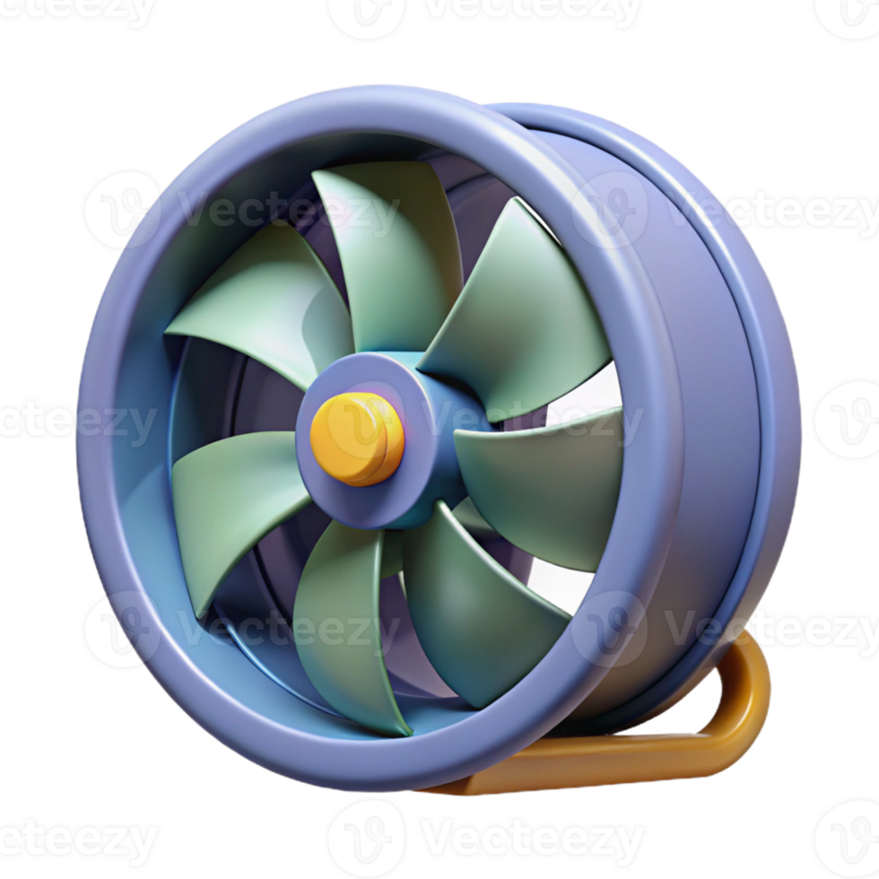 3D Render Colorful Rotating Fan Illustration png