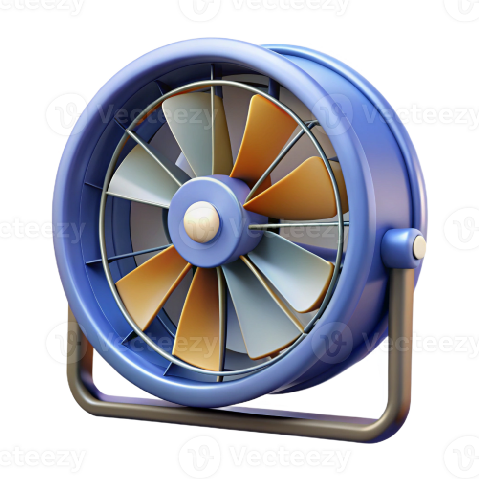 3D Render of a Blue Desk Fan png