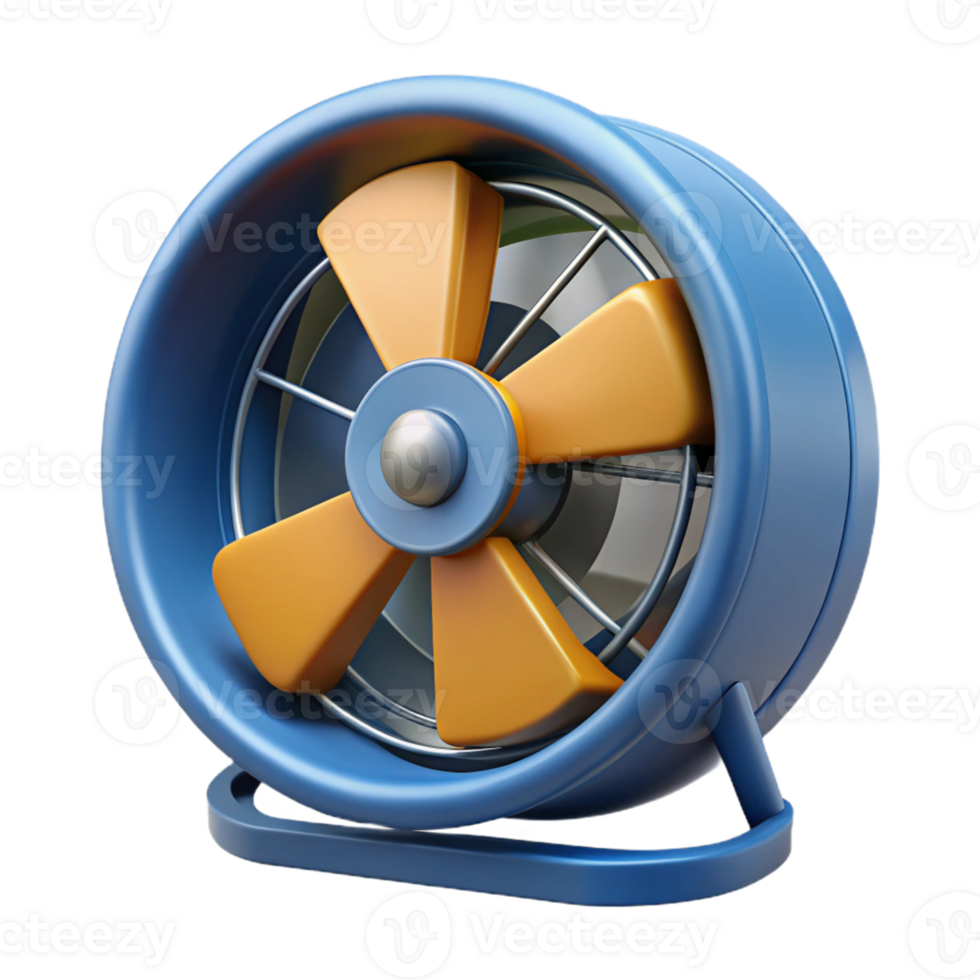 3D Render Blue and Orange Fan Illustration png