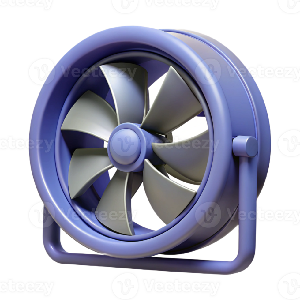 Purple 3D Render of a Desk Fan png