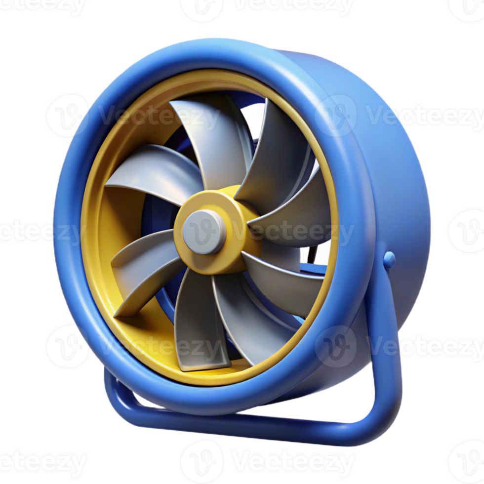 Blue Yellow 3D Fan Illustration png