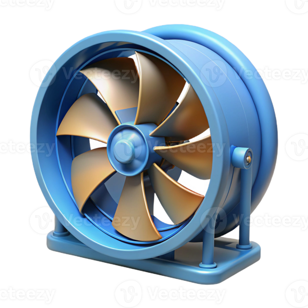 3D Render Blue Axial Fan Illustration png