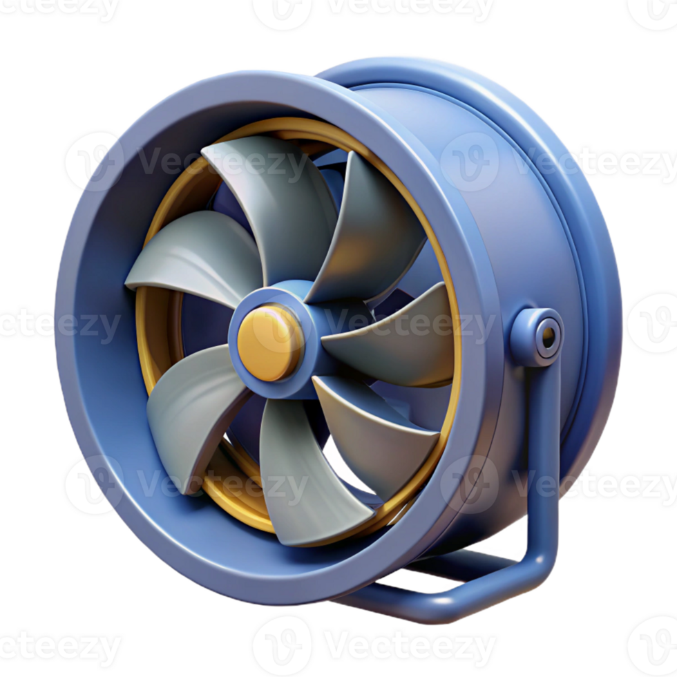 3D Render Blue Fan Illustration png