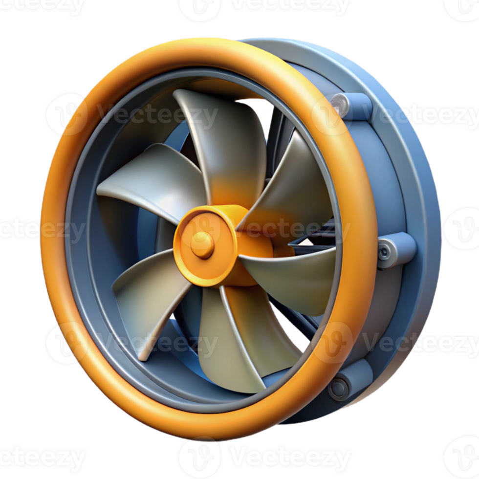 3D Render of a Rotating Fan png