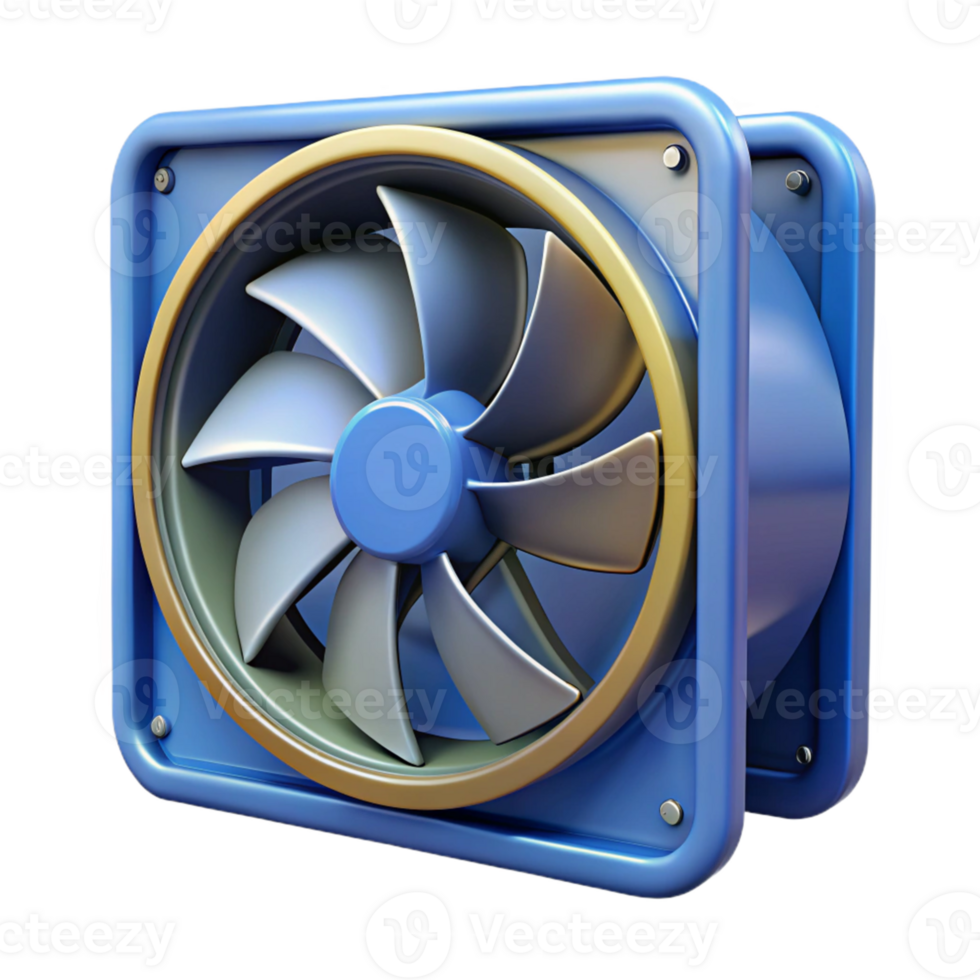 3D Render Blue Metal Fan Illustration png