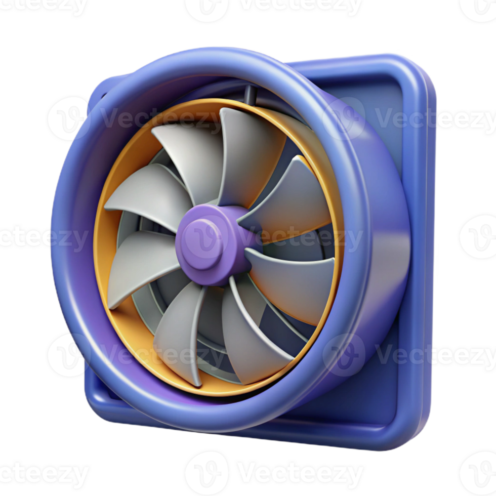 3D Render of a Blue and Orange Fan png