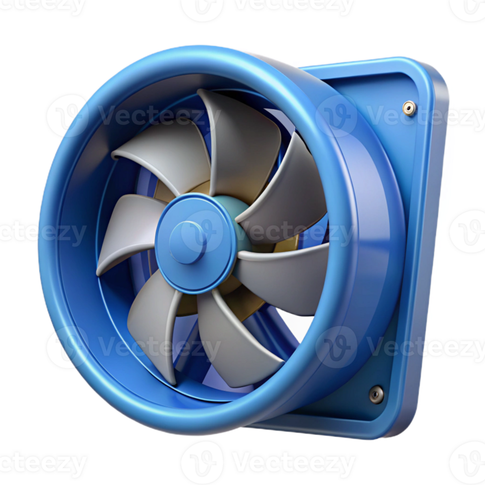 Blue 3D Render of a Ventilation Fan png