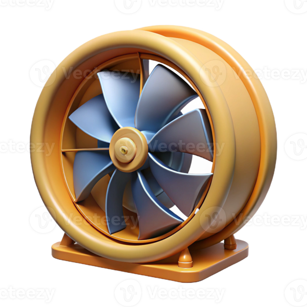 3D Render of Yellow and Blue Fan png