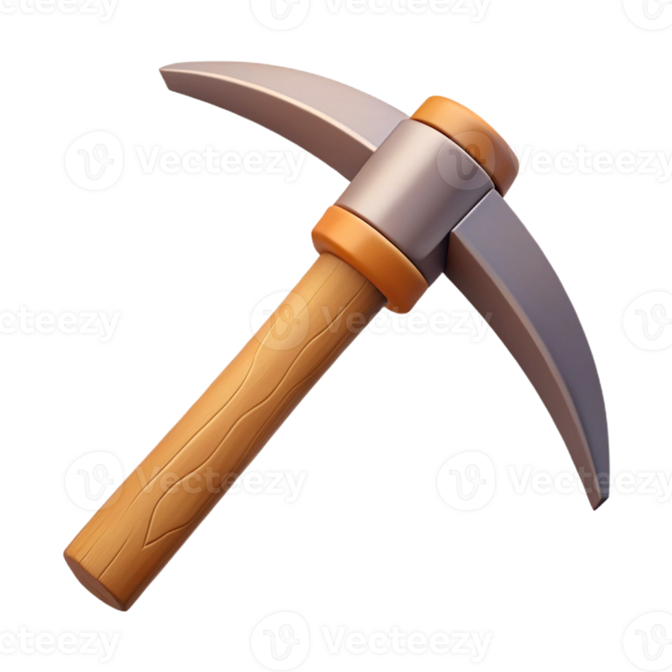 3D Model Pickaxe Wood Handle Mining Tool png