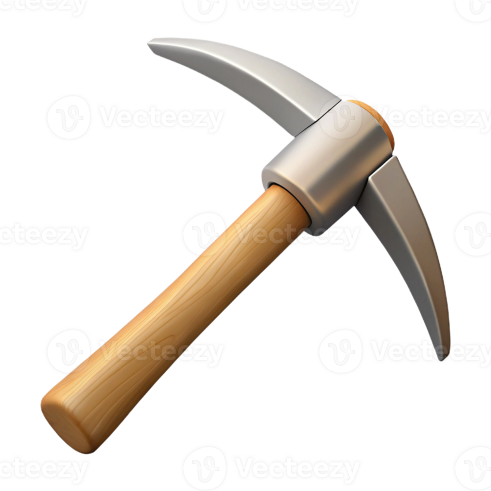 3D Illustration Wooden Pickaxe Mining Tool png