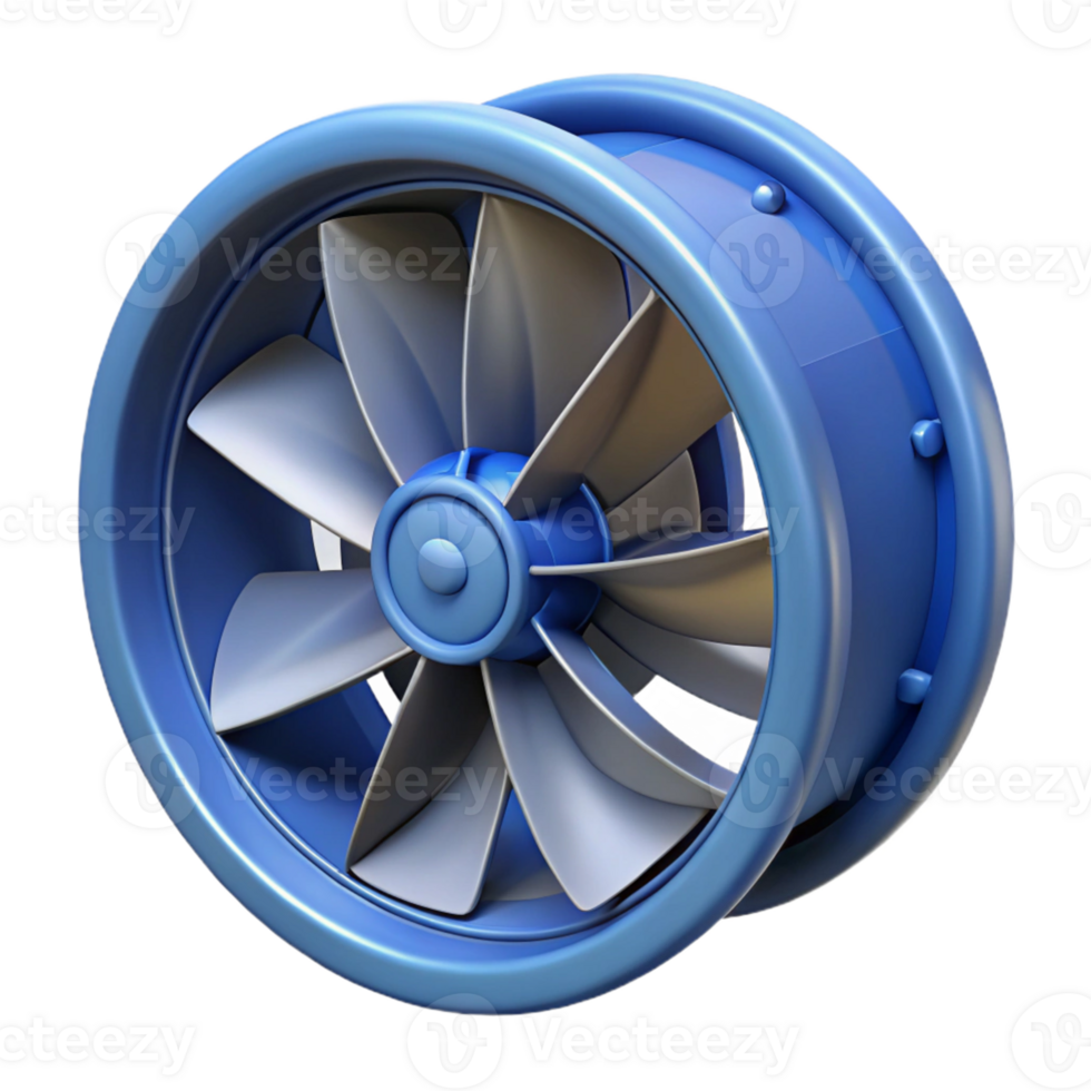 3D Render Blue Turbine Fan Illustration png