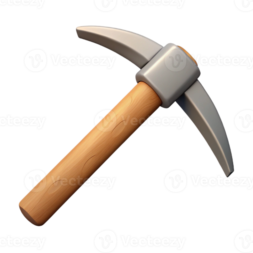 3D Model Pickaxe Wood Handle Mining Tool png