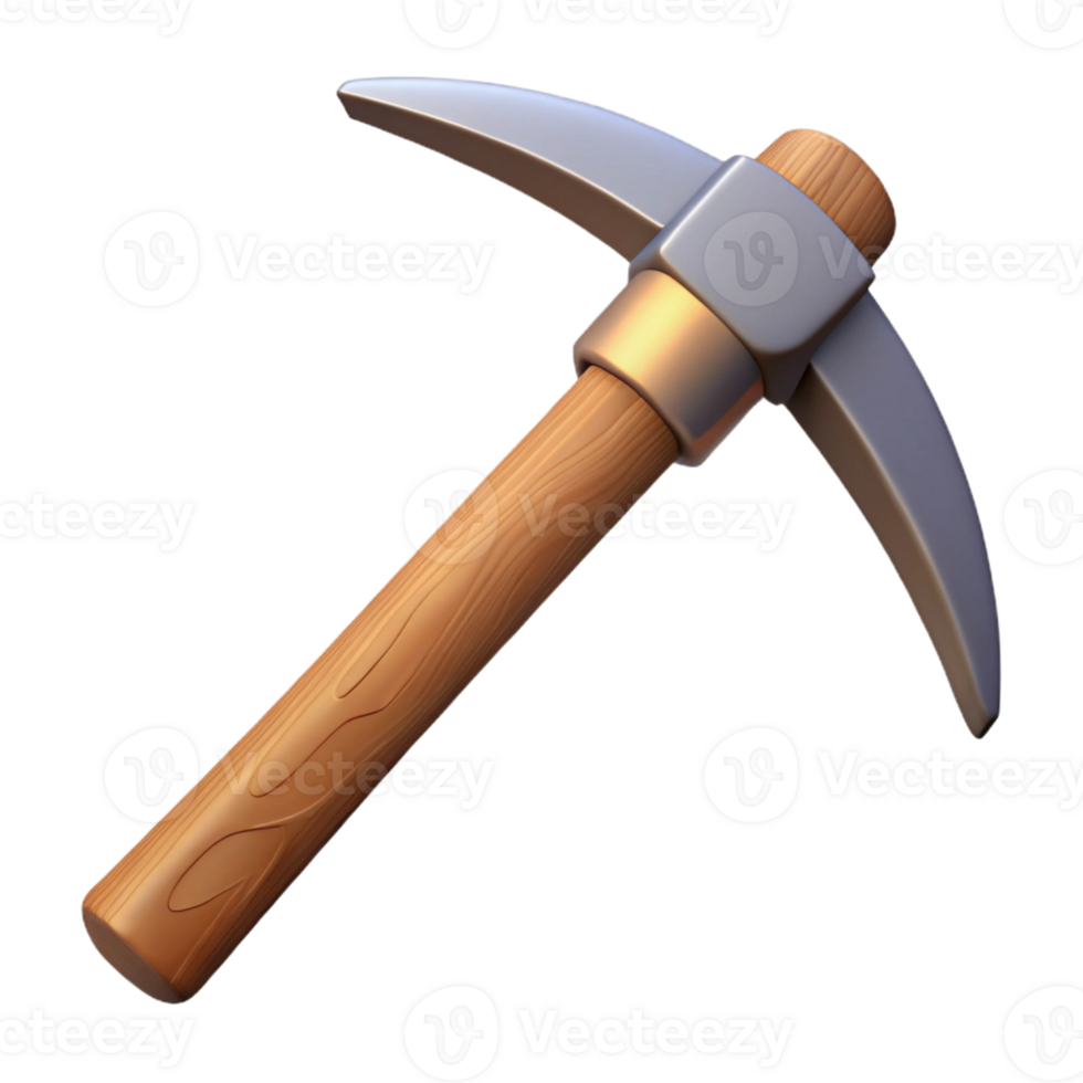 3D Model Pickaxe Wood Handle Mining Tool png