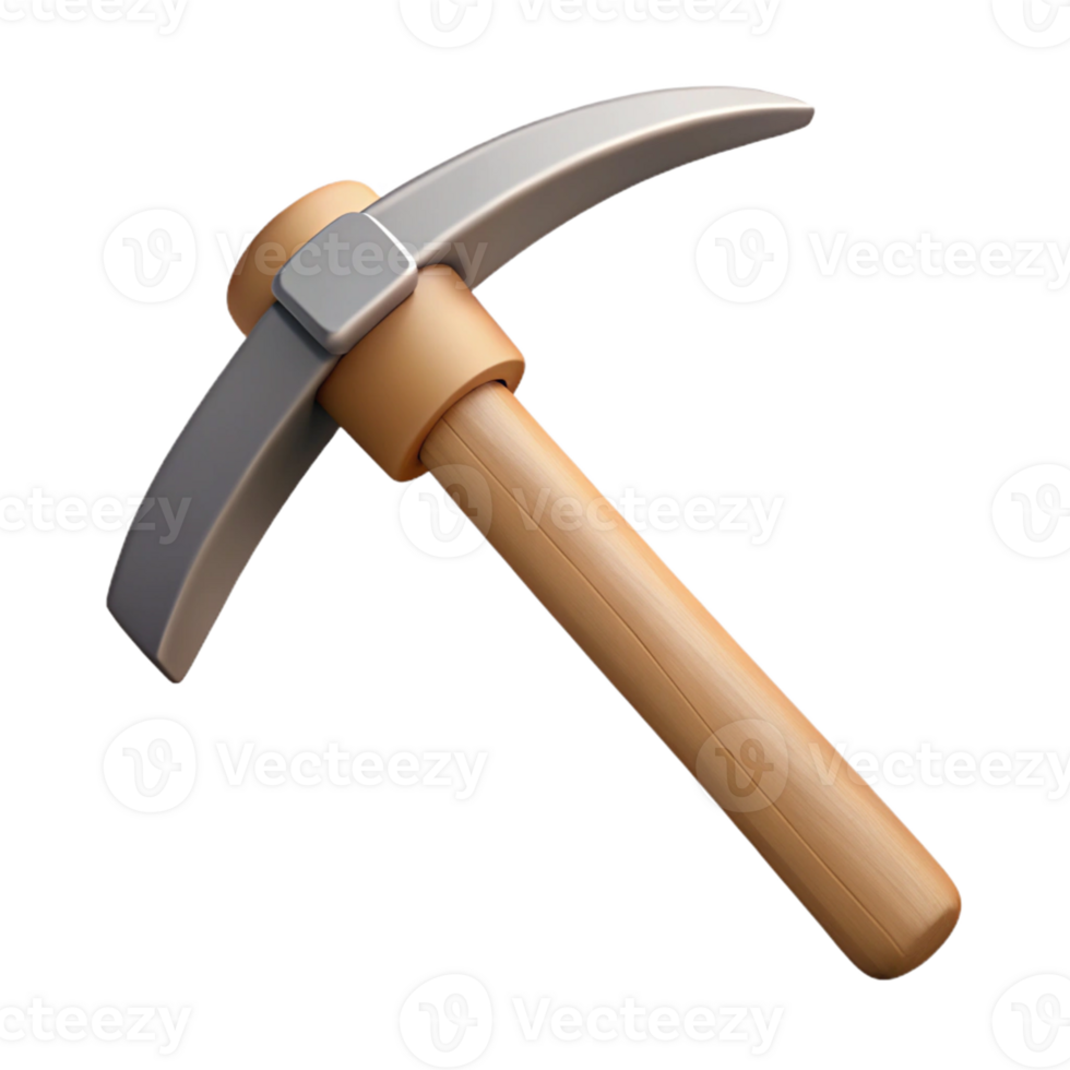3D Render Pickaxe Illustration png