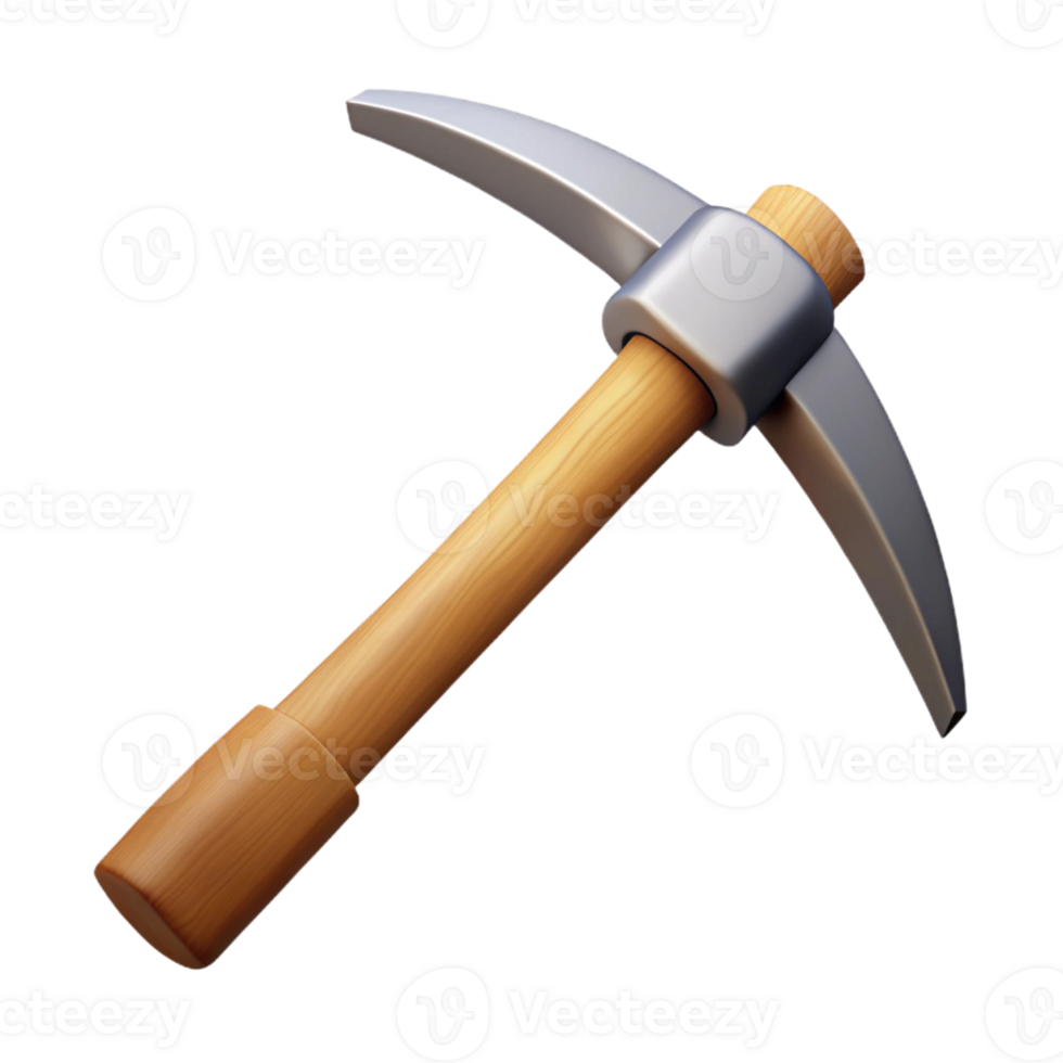 3D Model Pickaxe Wood Handle Mining Tool png