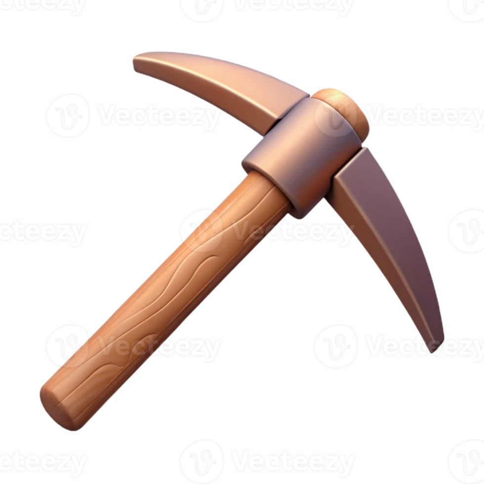 3D Render Wooden Pickaxe Illustration png
