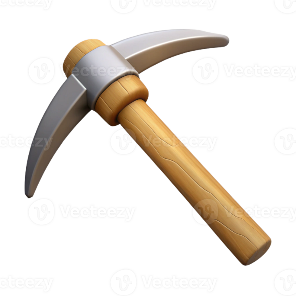 3D Model Pickaxe Wooden Handle Mining Tool png