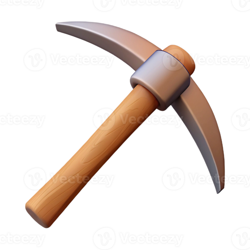 3D Model Pickaxe Wood Handle Mining Tool png