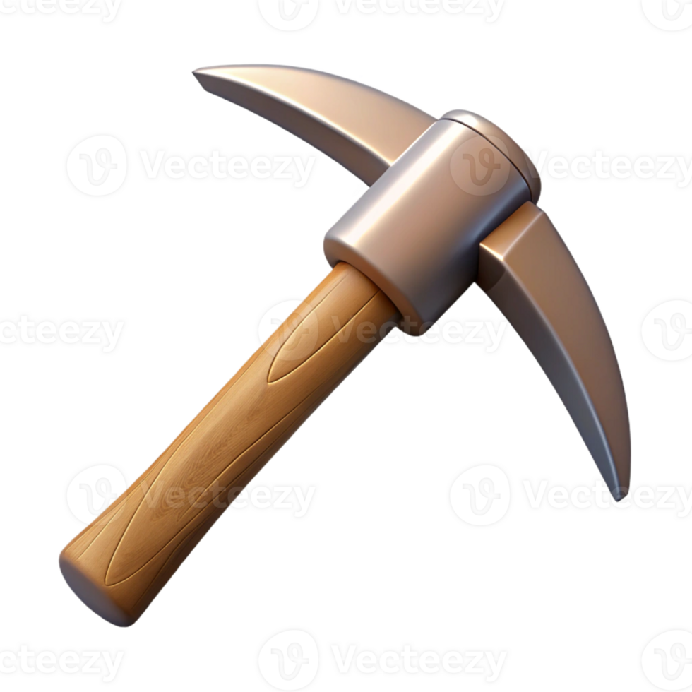 3D Model Pickaxe Wood Handle Mining Tool png