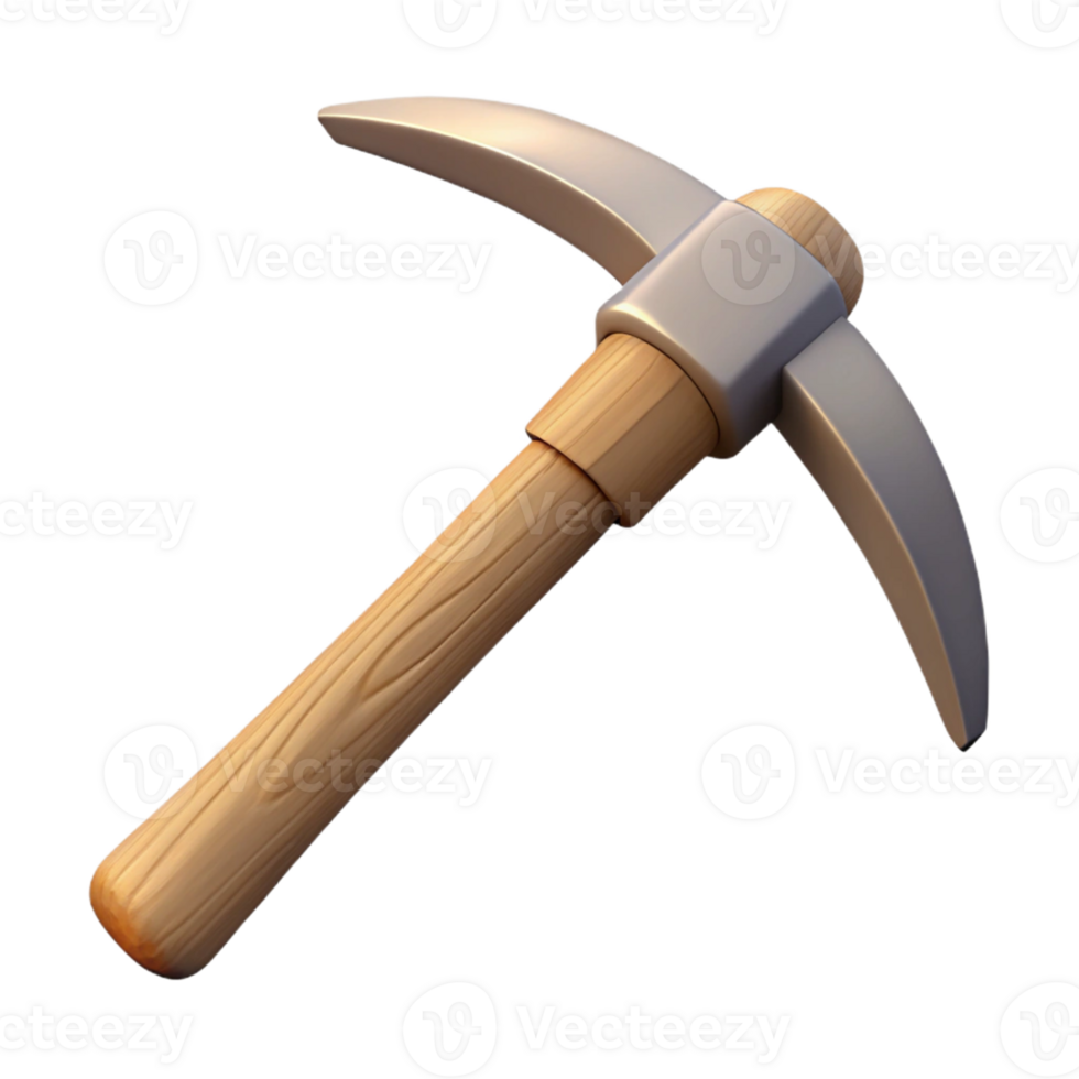 3D Model Pickaxe Wood Handle Mining Tool png