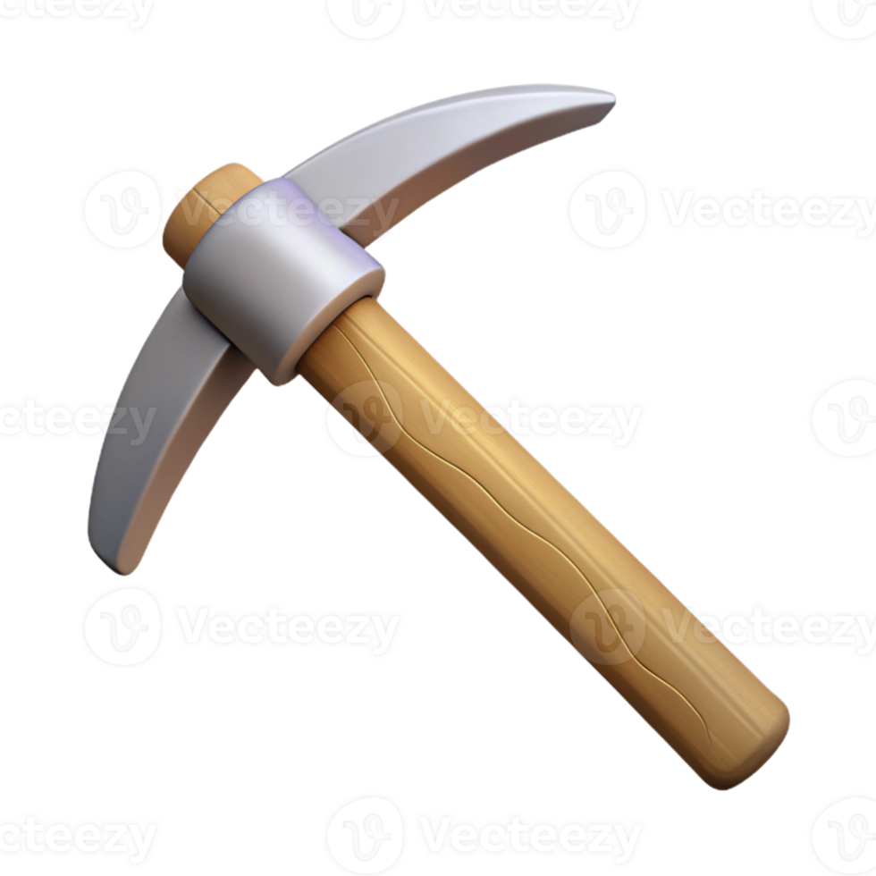 3D Model Pickaxe Wooden Handle Mining Tool png