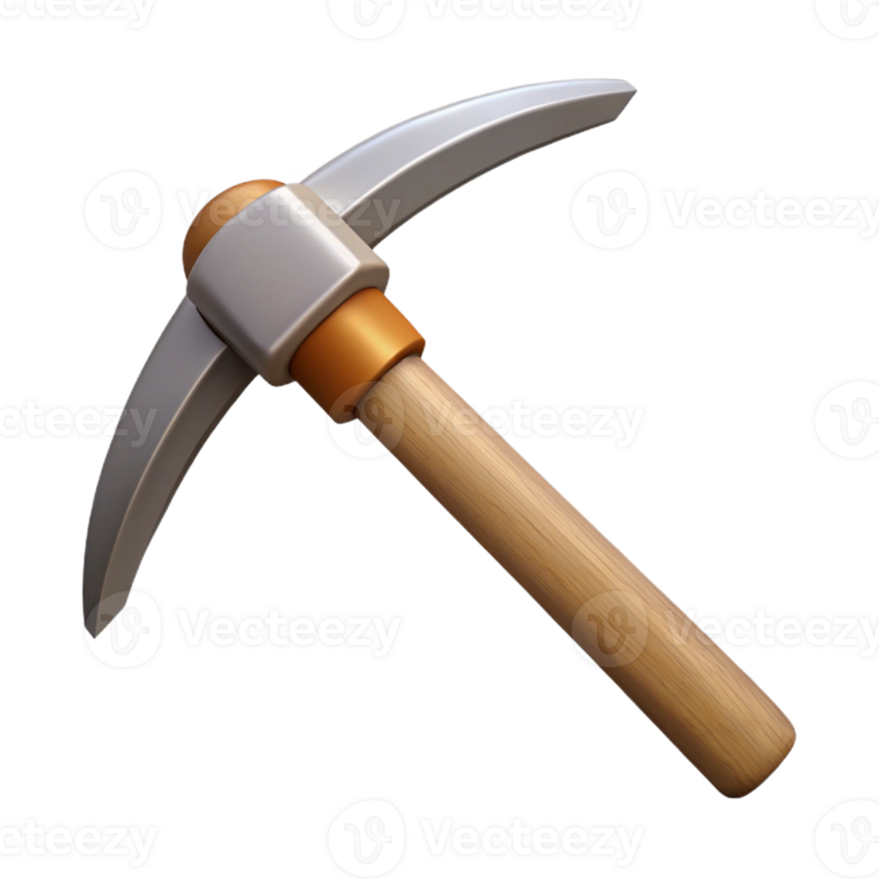 3D Render Pickaxe Illustration png