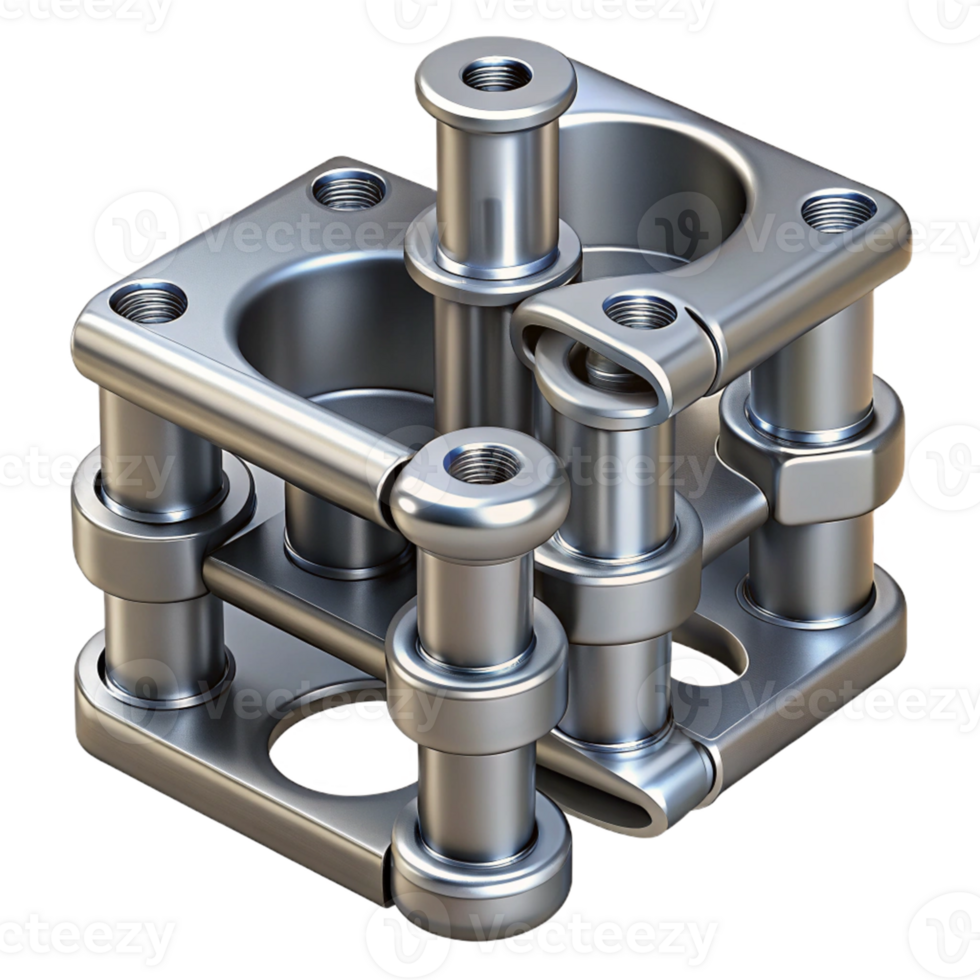 3D Render Metallic Industrial Parts png