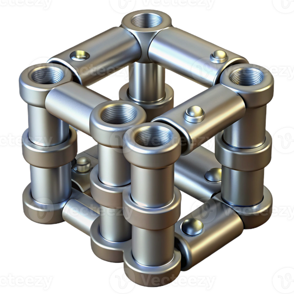 3D Render Metallic Cube Joint Structure png