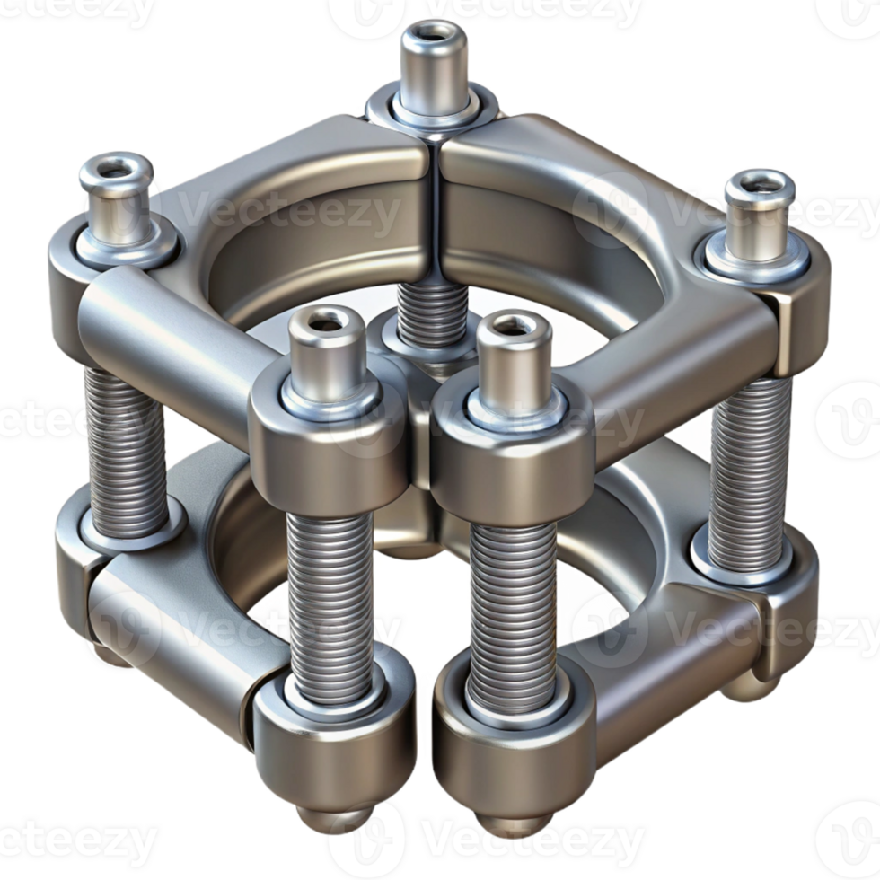 3D Render of Metal Clamp Assembly png