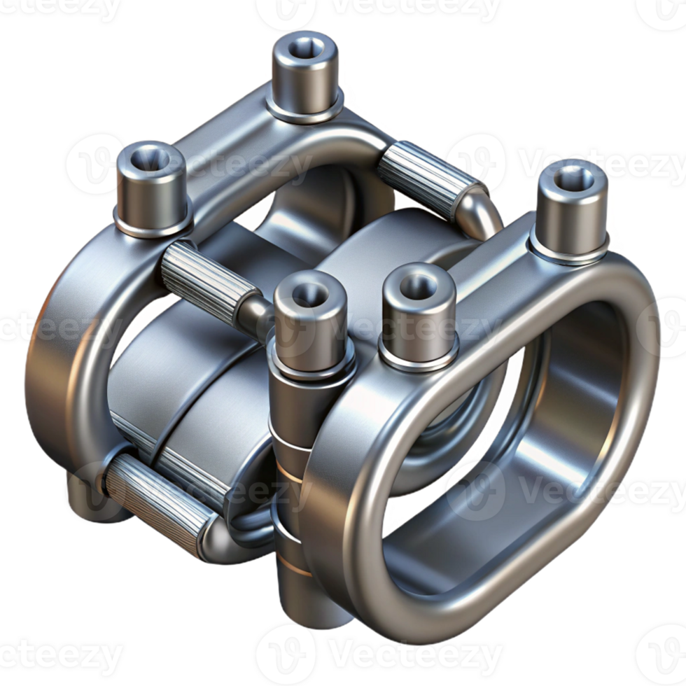 3D Render Metallic Industrial Gear System png