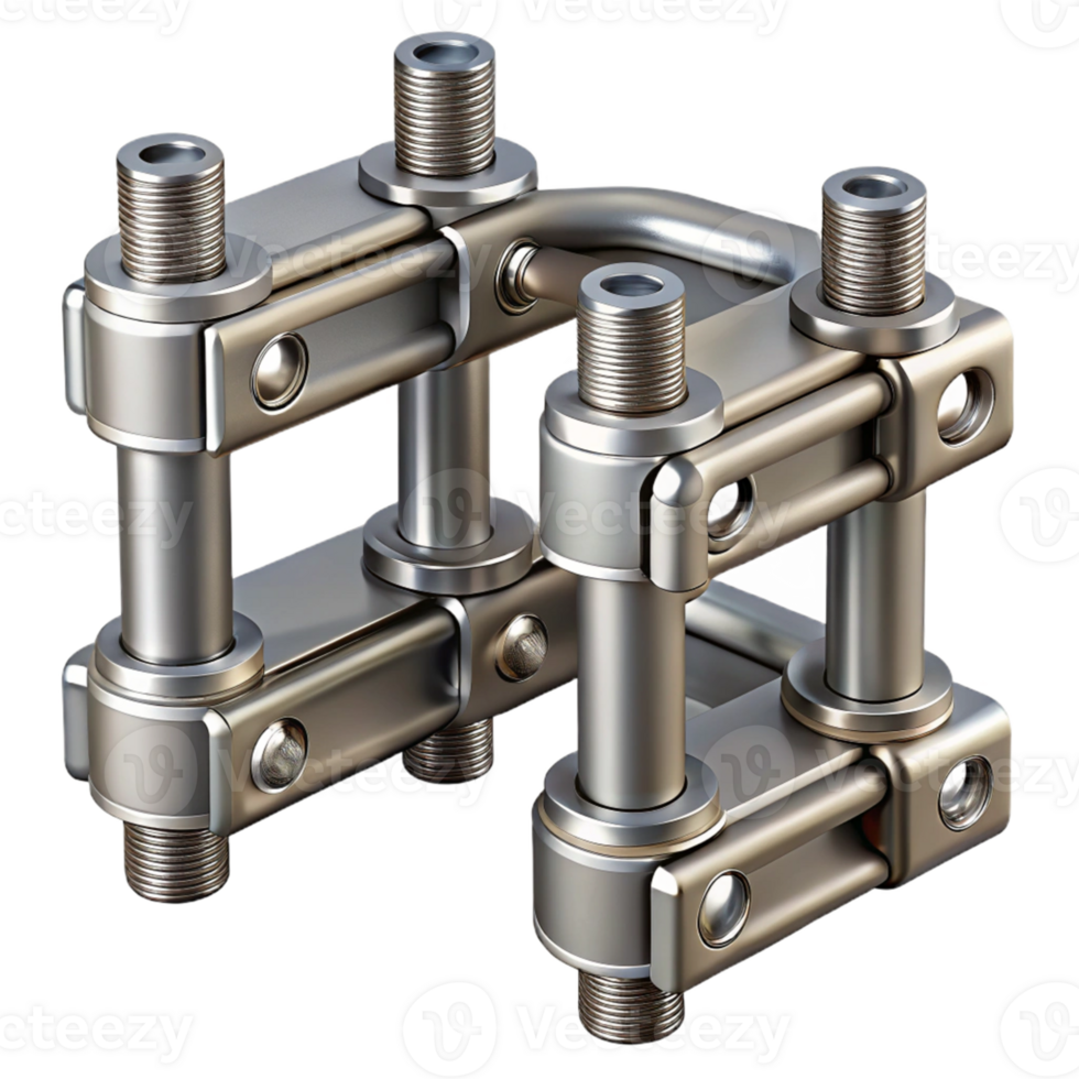3D Render Metallic Interlocking Joints png
