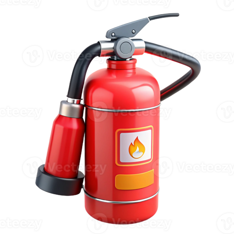 3D Render Red Fire Extinguisher Illustration png