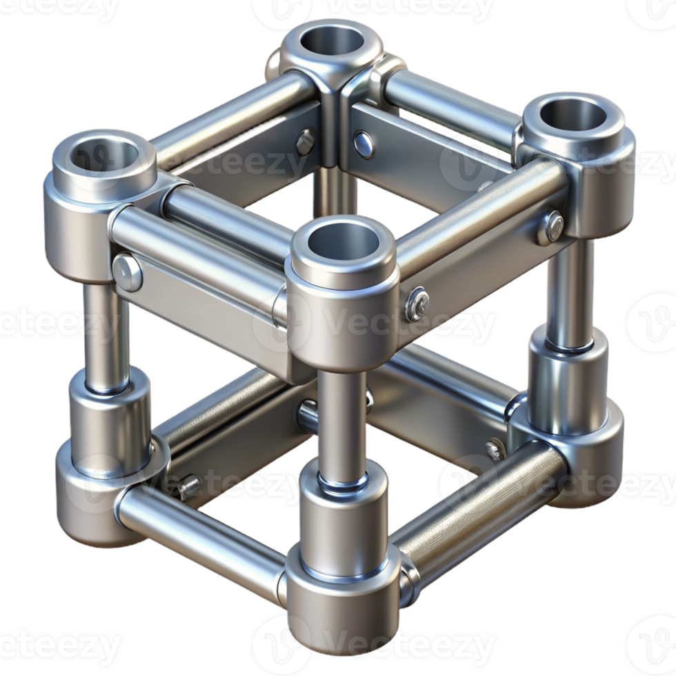 3D Render Metallic Cube Structure Illustration png
