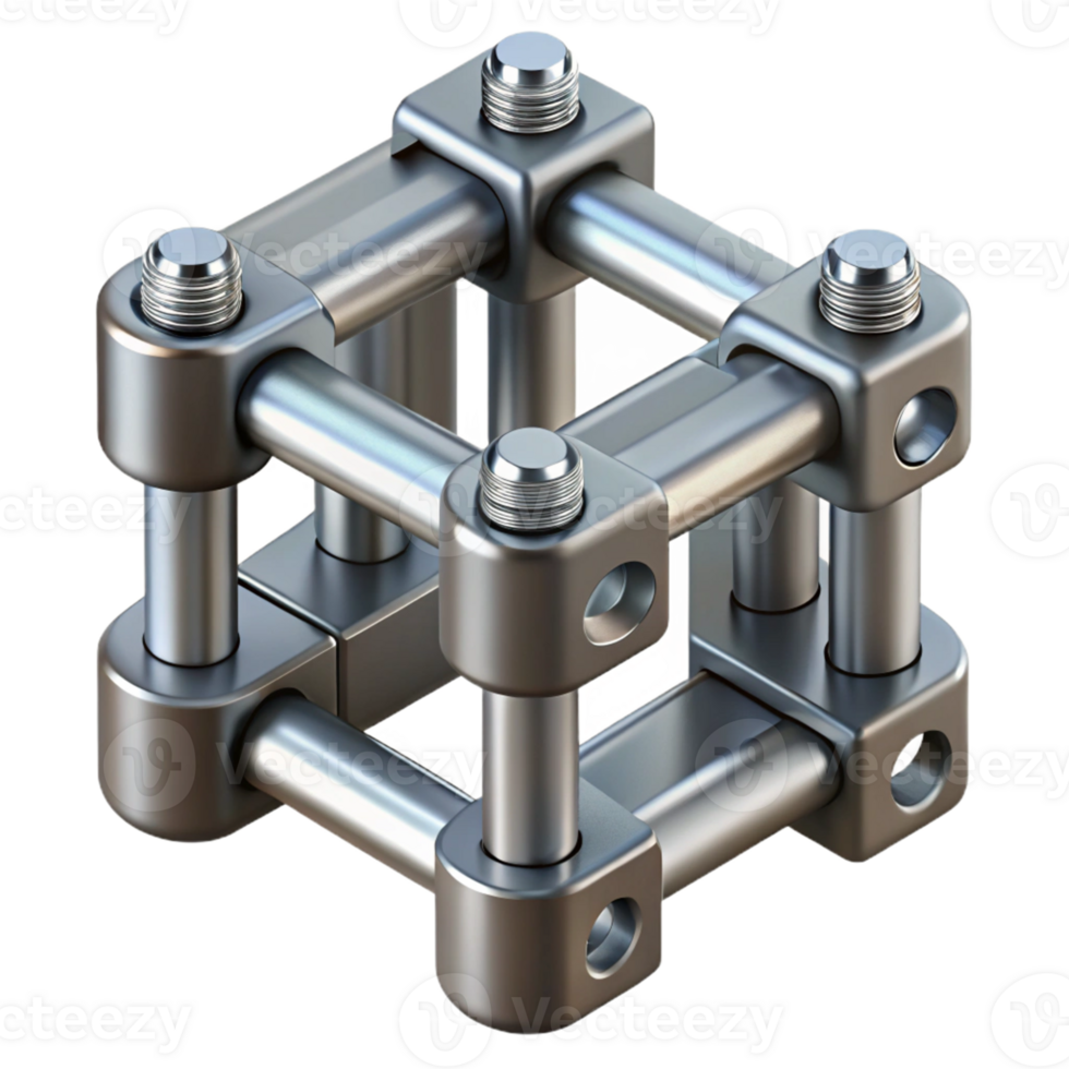3D Render Metallic Cube Assembly png