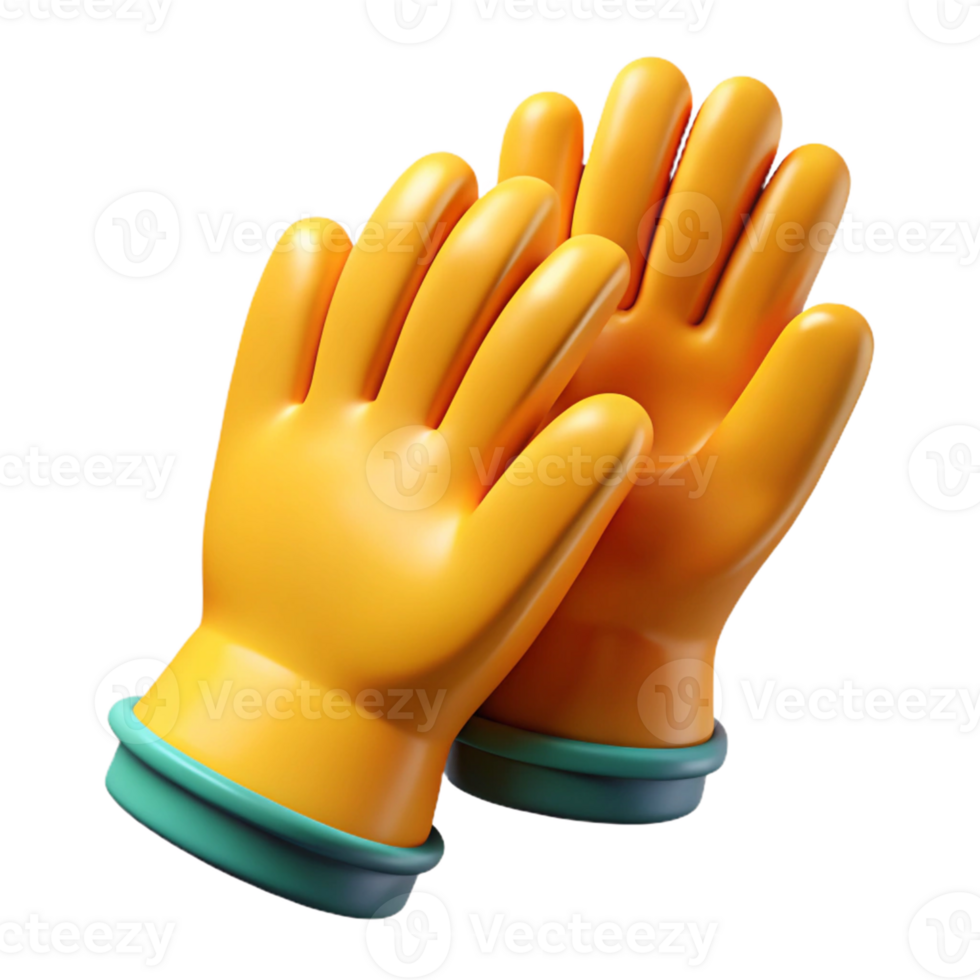 3D Render Yellow Gloves Clapping Illustration png