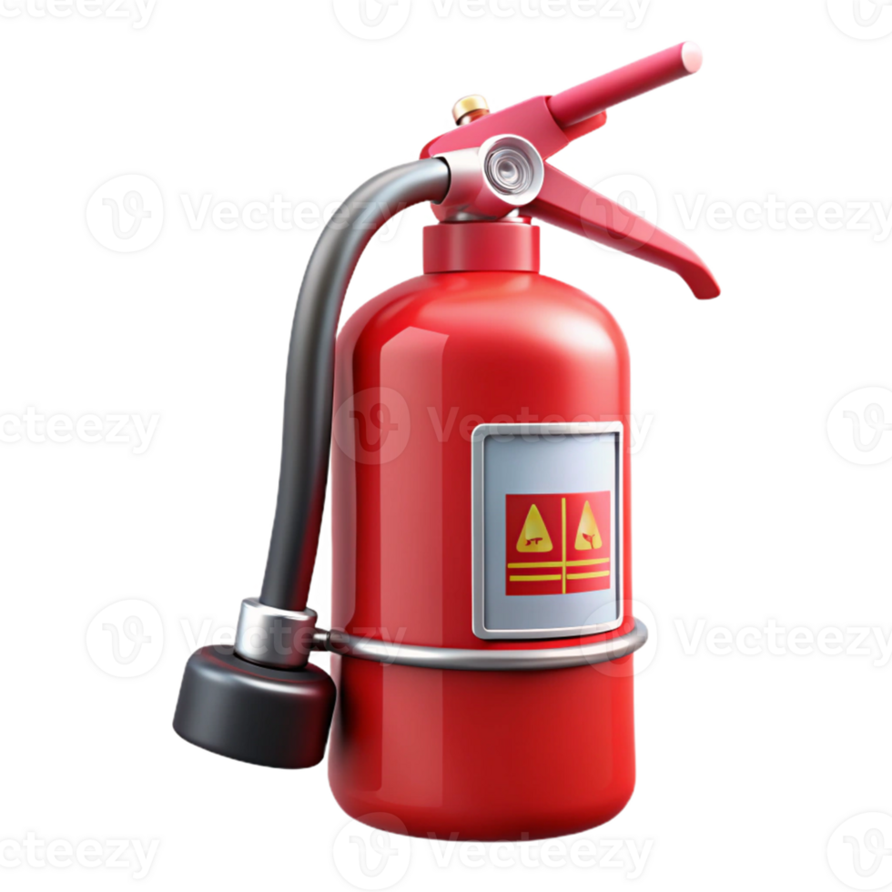 3D Render Red Fire Extinguisher png