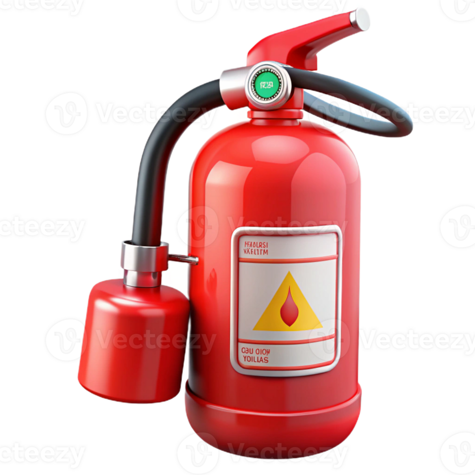 3D Render Red Fire Extinguisher png