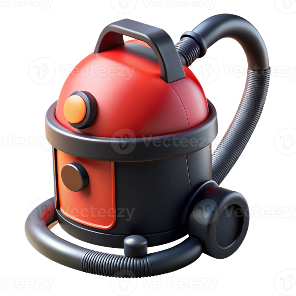 Red and Black 3D Vacuum Cleaner Illustration png