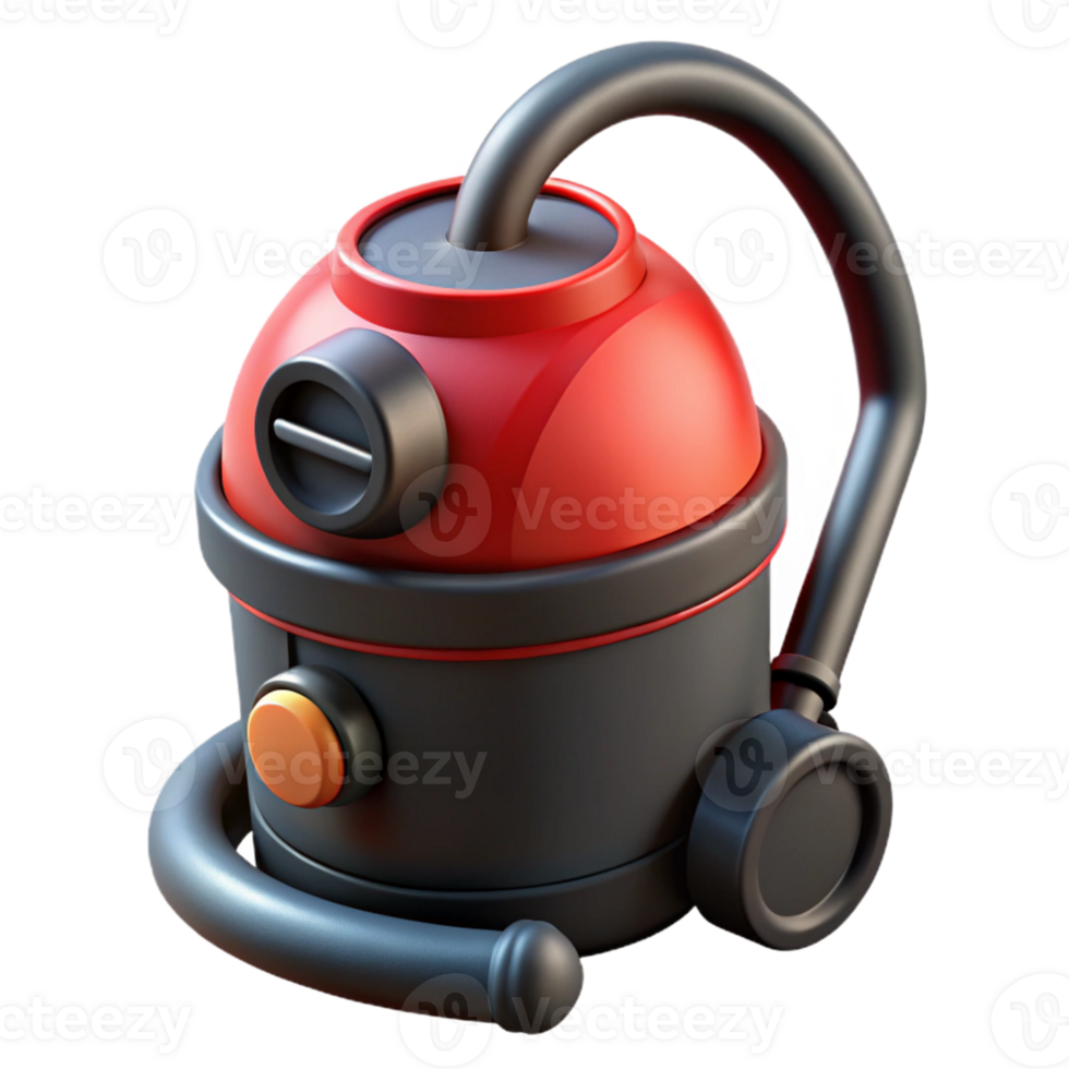 Red and Black 3D Vacuum Cleaner Illustration png