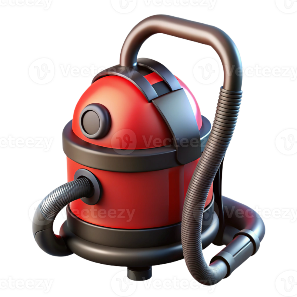 Red Canister Vacuum Cleaner 3D Render png