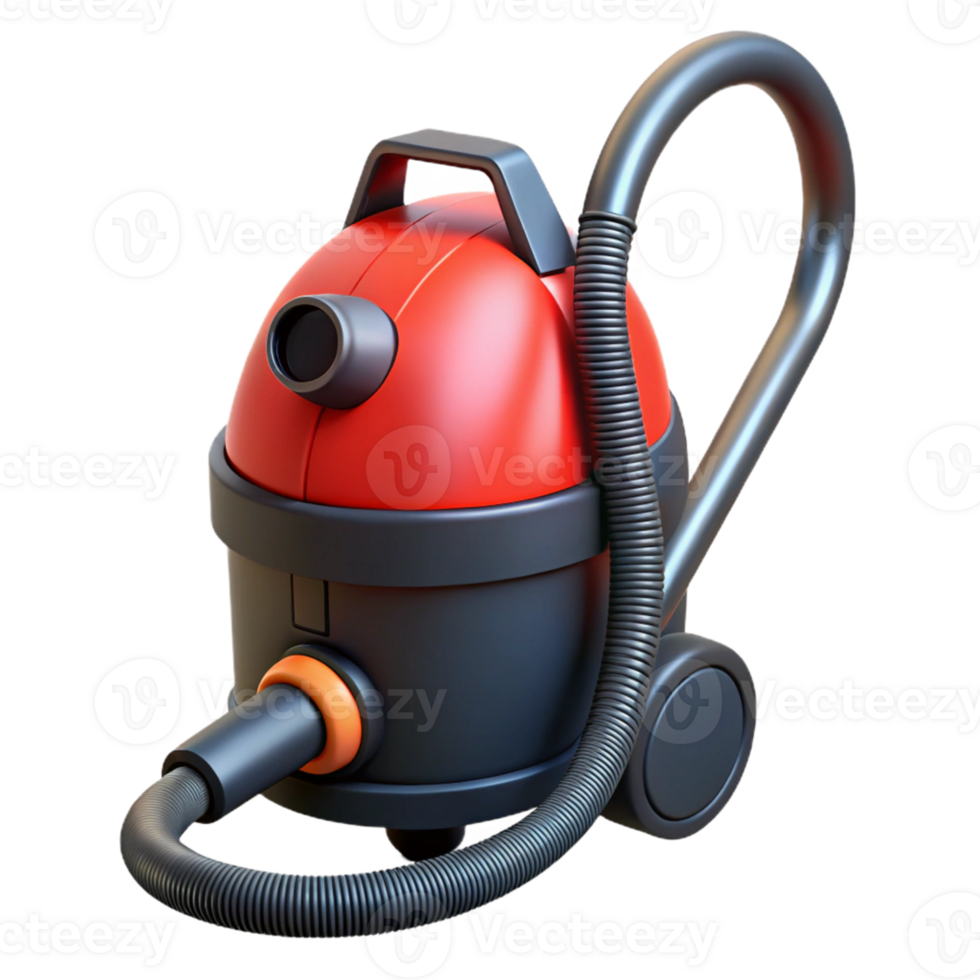 Red and Gray 3D Vacuum Cleaner Illustration png