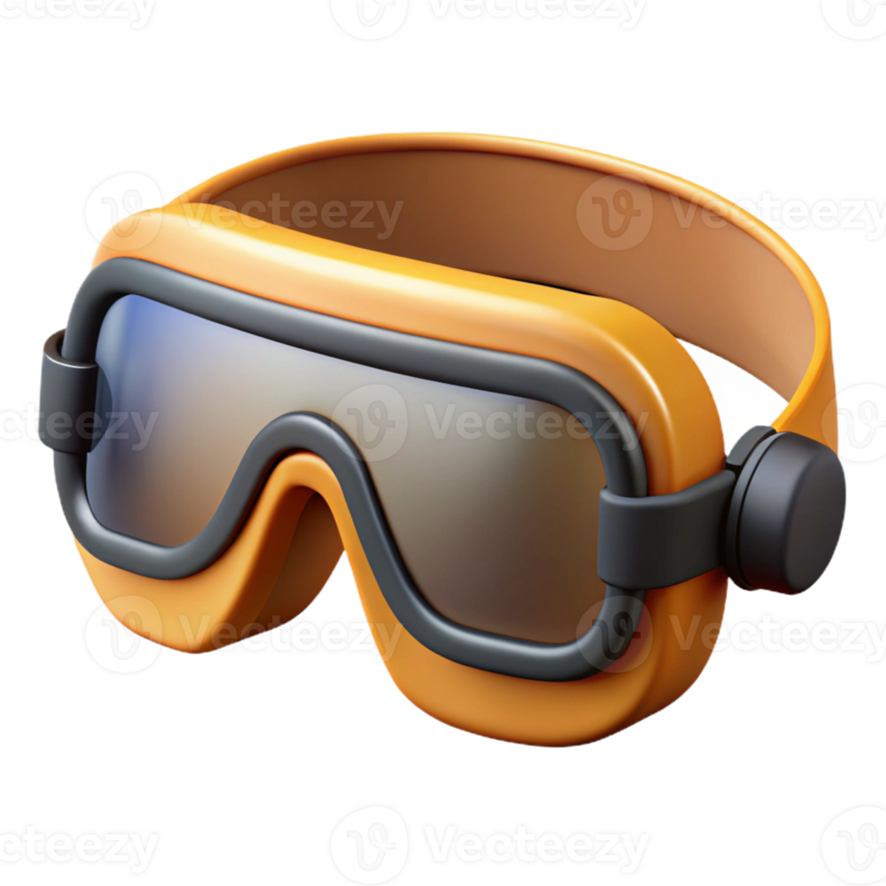 3D Render Orange Safety Goggles png