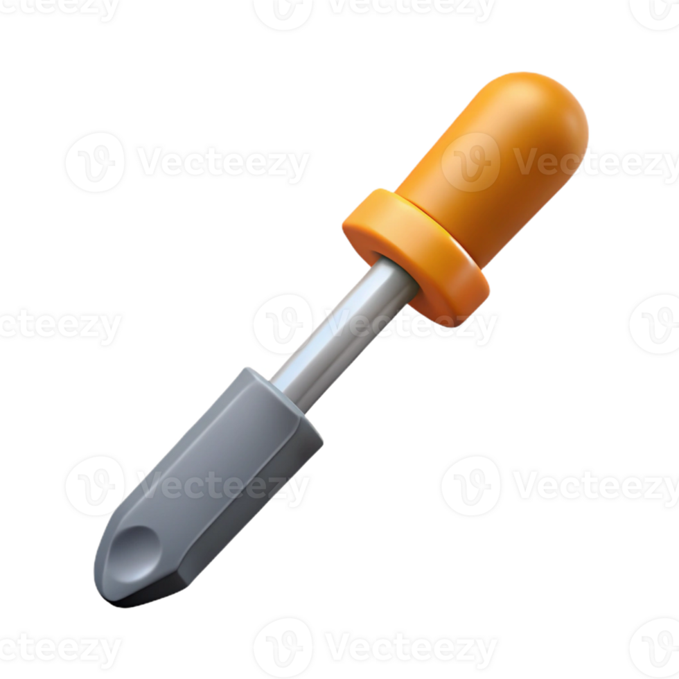 3D Render Orange Screwdriver Icon png