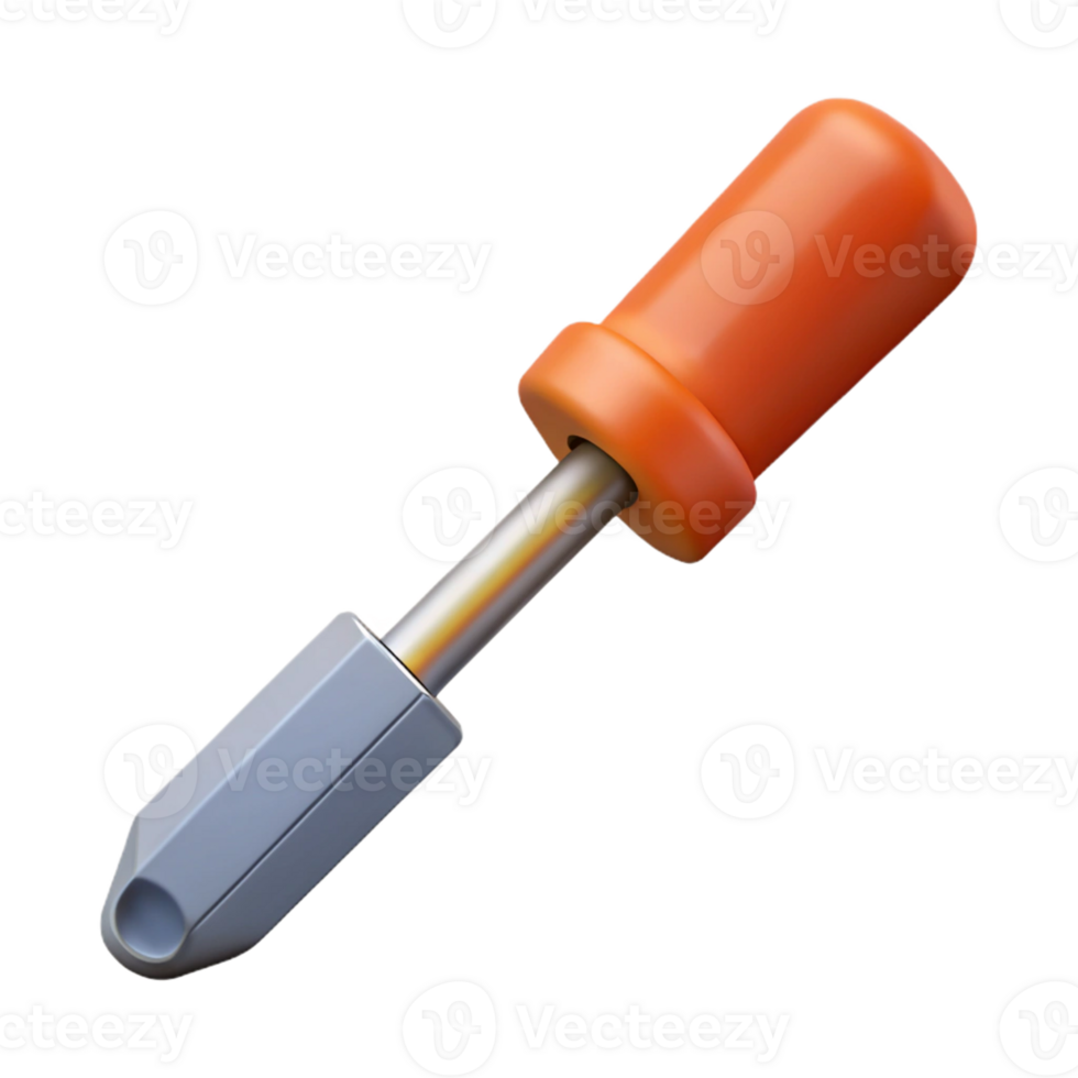 3D Render Orange Handle Screwdriver png