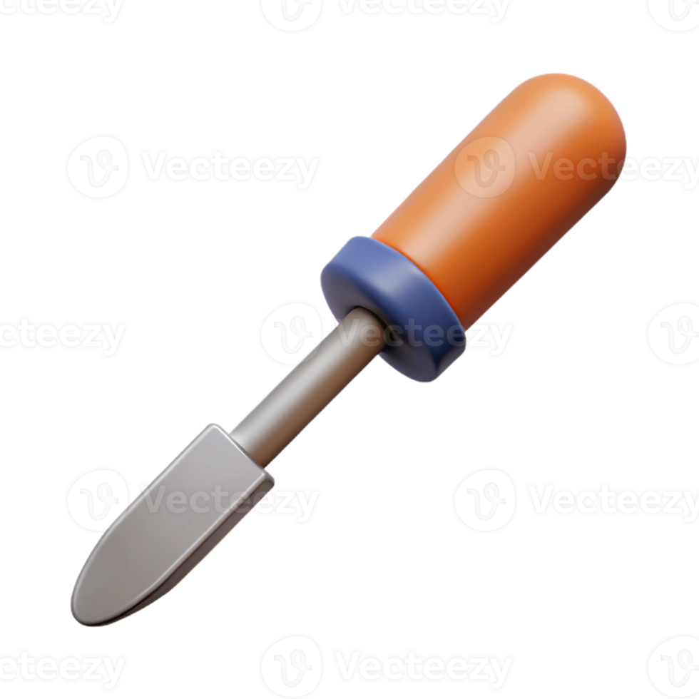 3D Render Orange and Grey Screwdriver Illustration png
