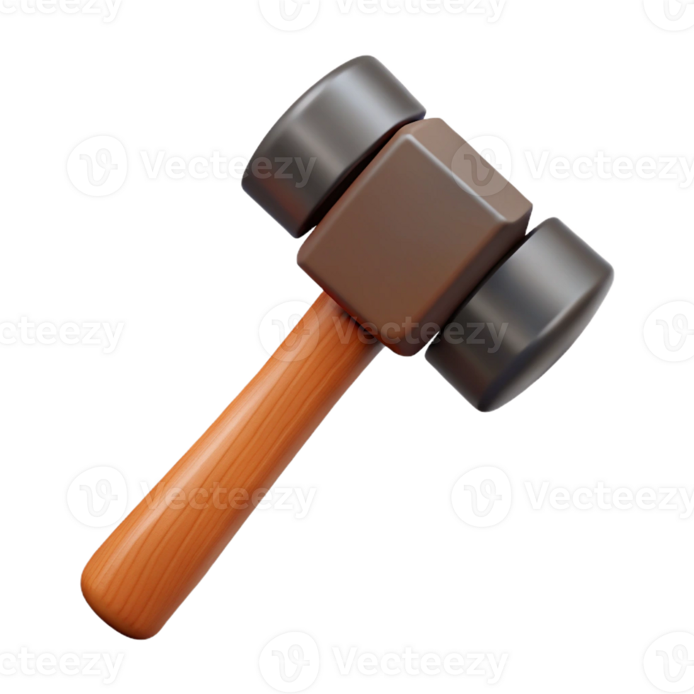 3D Model Wooden Hammer Illustration png