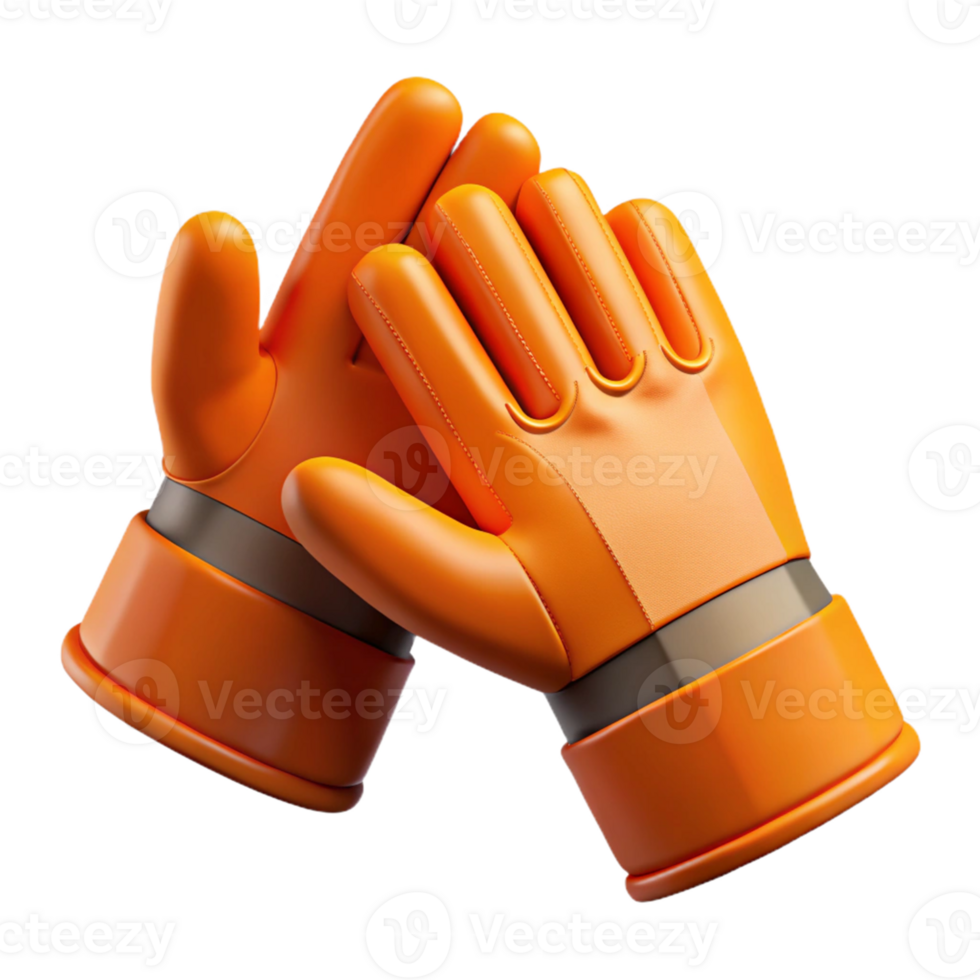 3D Render Orange Work Gloves Teamwork png