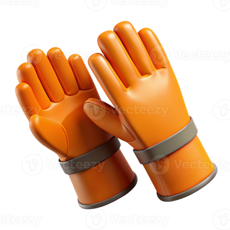 3D Render Orange Gloves Illustration png