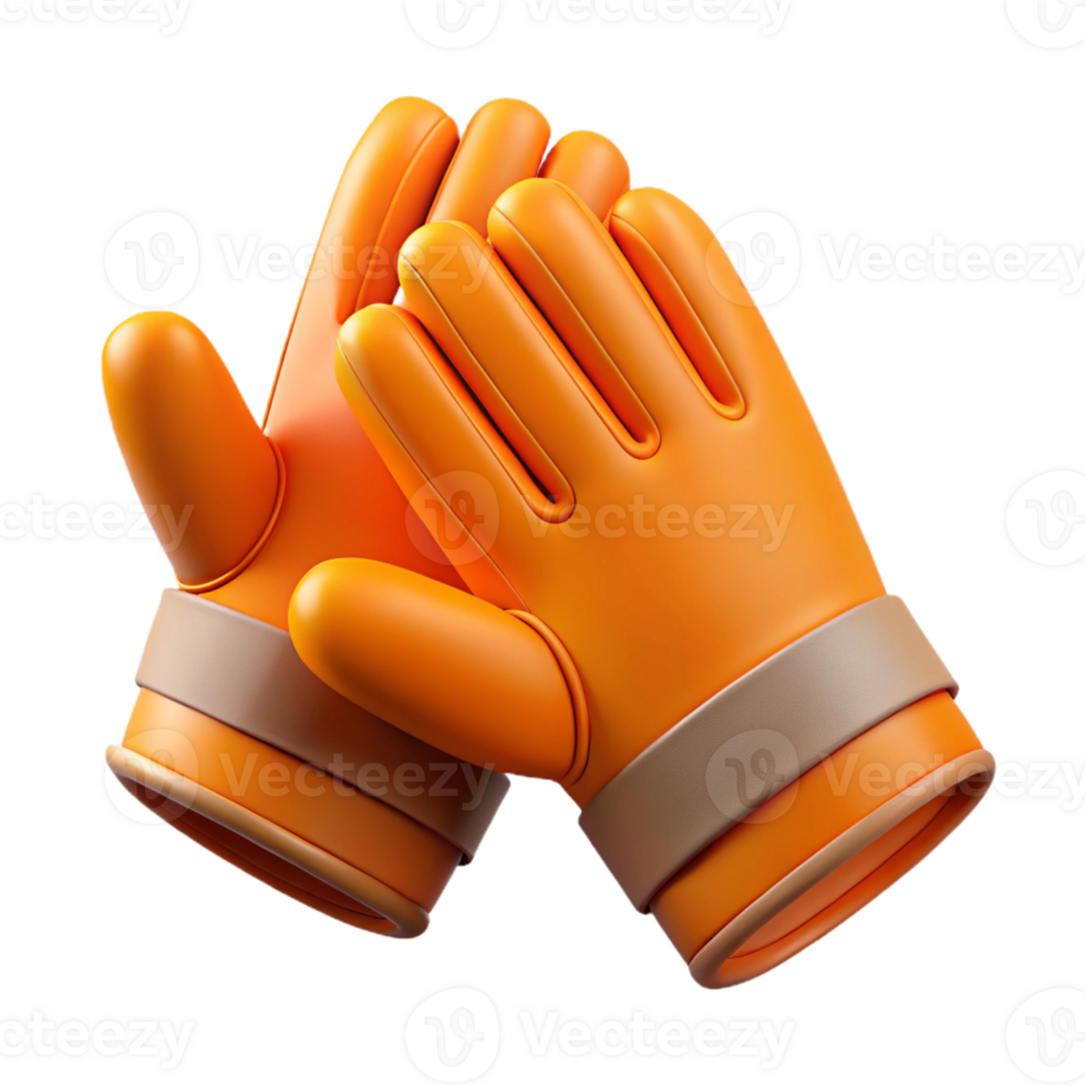 Orange 3D Goalkeeper Gloves Illustration png