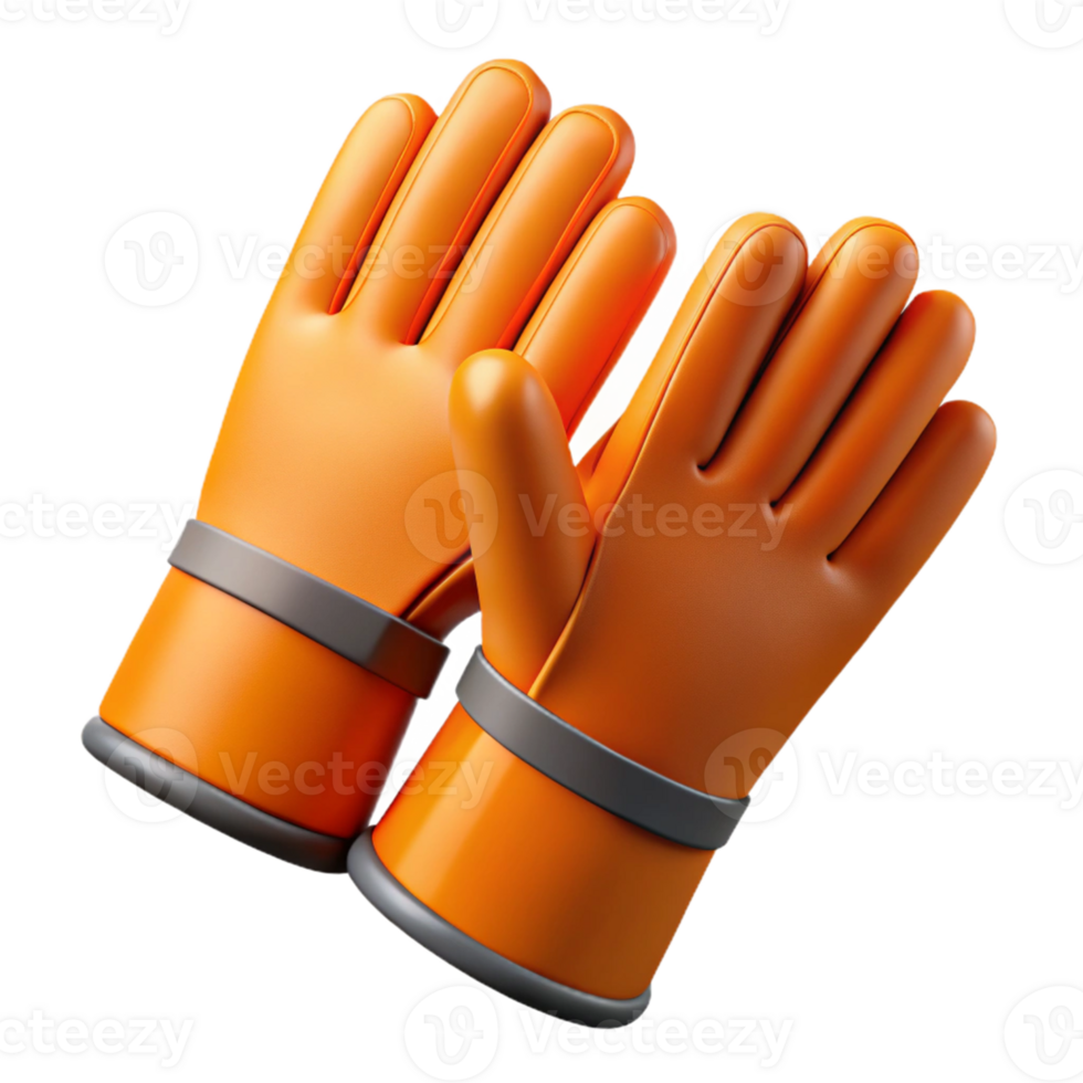 3D Render Orange Work Gloves png